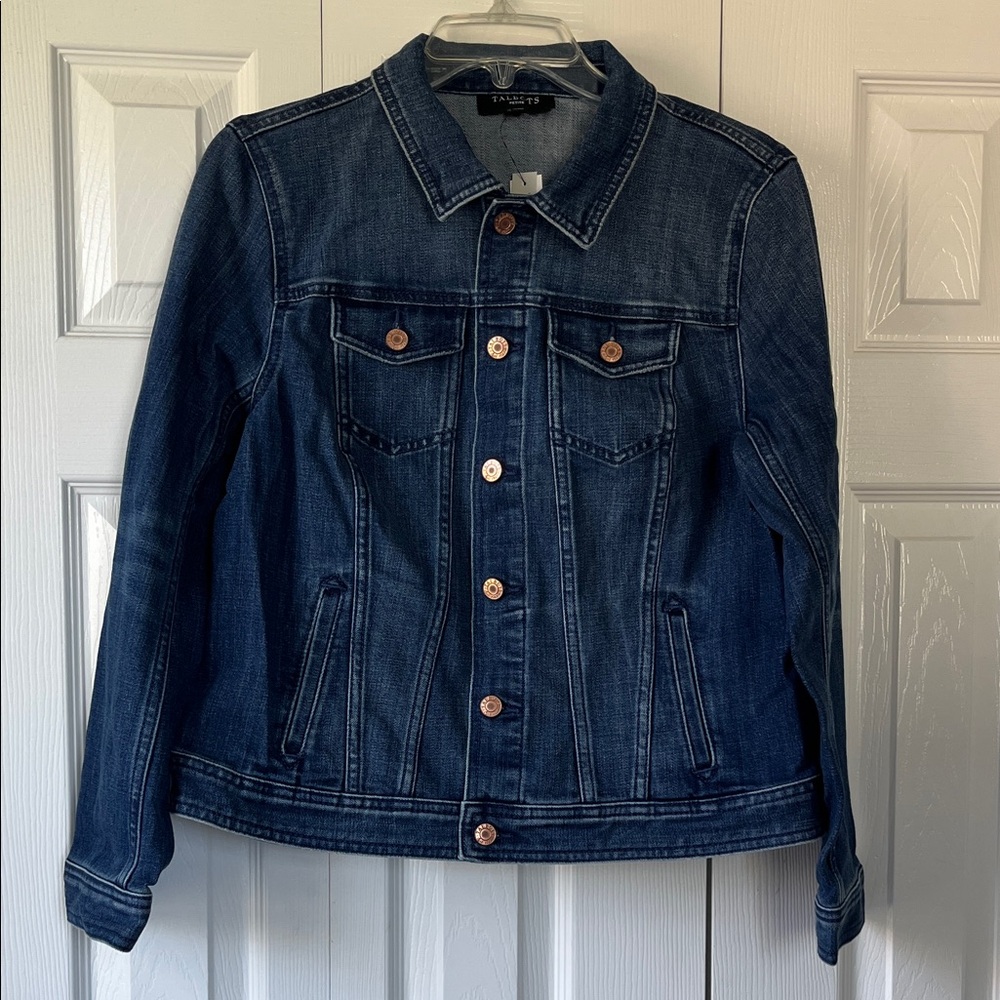 Talbots Indigo Denim Jacket with Copper Buttons Petite Large